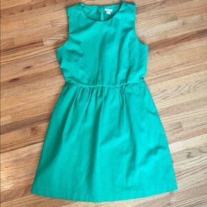 J. Crew large Kelly-Green Fit-and-Flare Dress cotton